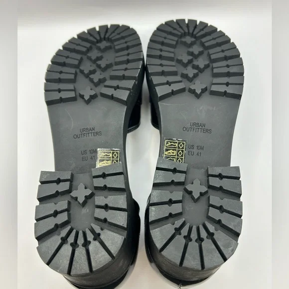 Urban Outfitters Black Patent Leather Wingtip Chunky Heel Mary Janes | Size 10 - Picture 8 of 12